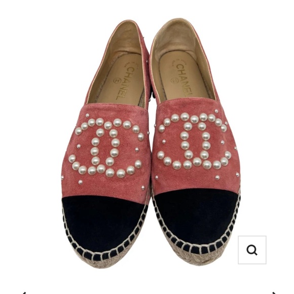 CHANEL Shoes - Chanel Pink Espadrilles with Pearl CC logo